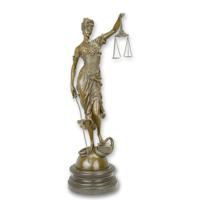 BRONZEN BEELD VAN VROUWE JUSTITIA hoogte 62 cm - thumbnail