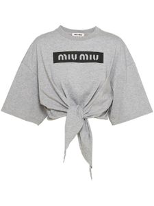 Miu Miu t-shirt crop à logo imprimé - Gris