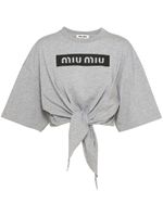 Miu Miu t-shirt crop à logo imprimé - Gris - thumbnail