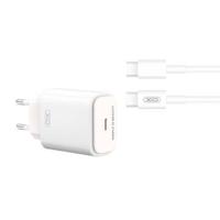 XO L90B Wandoplader met USB-C kabel - 20W - Wit