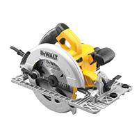 DeWalt Handcirkelzaag (1,350 watt, 61 mm zaagdiepte, zaagblad Ø 190/30 mm, incl. beschermkap opzetstuk voor stofafzuiging, parallelaanslag, montagegereedschap en koffer) DWE576K