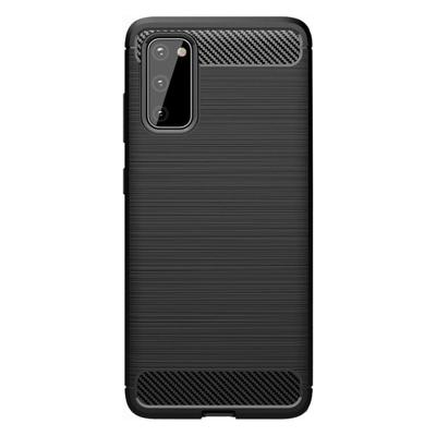 Shop4 - Samsung Galaxy S20 FE Hoesje - Zachte Back Case Brushed Carbon Zwart