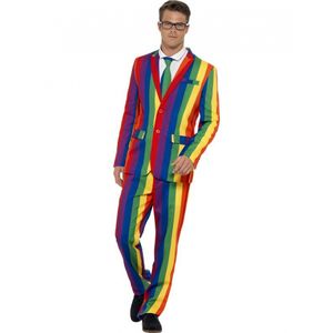 Verkleedkleding heren maatpak regenboog