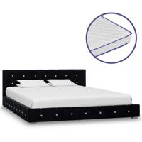 vidaXL Bed met traagschuim matras fluweel zwart 140x200 cm