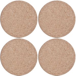 4x Kurken pannenonderzetters rond lichtbruin 26 x 1 cm