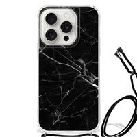 iPhone 15 Pro Anti-Shock Hoesje Marmer Zwart - Origineel Cadeau Vader - thumbnail