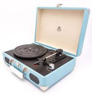 GPO SOHOBLU - Retro platenspeler - kofferplatenspeler - met ingebouwde speakers - lichtblauw