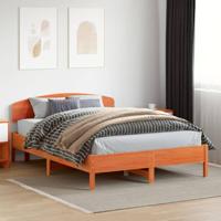 vidaXL Bedframe met hoofdbord massief grenenhout wasbruin 120x200 cm, bed, slaapkamermeubel, houten bed, tweepersoonsbed, houten bedframe, bedbodem