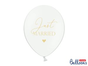 Pastel Ballonnen Bruiloft Puur Wit &apos;Just Married&apos; - 6 Stuks