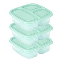 Plasticforte Vershoudbakje - 3x - 3-vaks - 1,2L - meal prep - herbruikbaar - mint groen