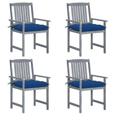 vidaXL Regisseursstoelen 4 st met kussens massief acaciahout grijs vidaXL Regisseursstoelen 4 st met kussens massief acaciahout grijs