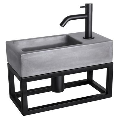 Fonteinset Differnz Ravo Beton en Handoekrek 38.5x18.5x9 cm Donker Grijs Met Gebogen Kraan Mat Zwart Fonteinset Differnz Ravo Beton en Handoekrek 38.5x18.5x9 cm Donker Grijs Met Gebogen Kraan Mat Zwart