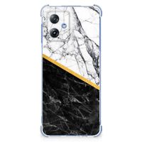 Motorola Moto G54 Anti-Shock Hoesje Marmer Wit Zwart - Origineel Cadeau Man