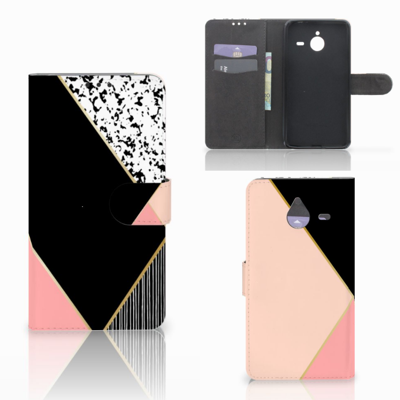 Microsoft Lumia 640 XL Bookcase Zwart Roze Vormen