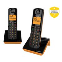 Alcatel S280 Duo oranje duo draadloze telefoon, handsfree, telefoonboek 50 namen en nummers functie om ongewenste oproepen te blokkeren,
