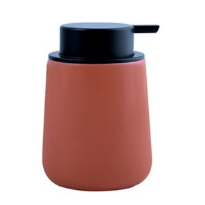 Zeeppompje/zeepdispenser Malmo - Keramiek - terracotta/zilver - 8,5 x 12 cm - 300 ml