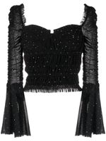 Self-Portrait crystal-embellished bustier top - Noir