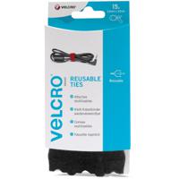 VELCRO® VEL-EC60466 Klittenband kabelbinder Om te bundelen Haak- en lusdeel (l x b) 200 mm x 12 mm Zwart 15 stuk(s)