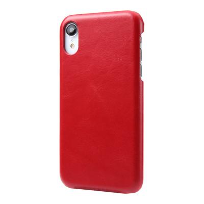 Shop4 - iPhone Xr Hoesje - Harde Back Case Echt Leer Retro Rood Shop4 - iPhone Xr Hoesje - Harde Back Case Echt Leer Retro Rood