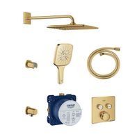 GROHE Grohtherm SmartControl Regendoucheset inbouw - hoofddouche vierkant 31cm - handdouche vierkant - wandarm - geborsteld cool sunrise SW862663/sw98897/sw98905/sw105953/sw472323/sw48206 - thumbnail