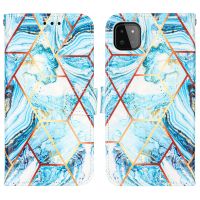 iPhone 8 hoesje - Bookcase - Koord - Softcase - Patroon - Kunstleer - Lichtblauw/Wit