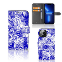 Telefoonhoesje met Naam iPhone 13 Pro Max Angel Skull Blauw - thumbnail