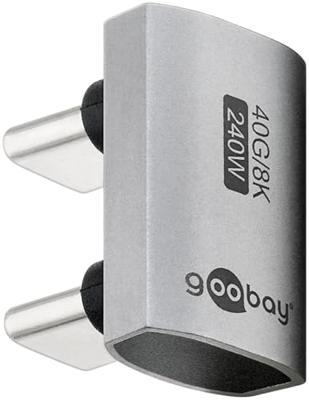 goobay USB-C adapter 240W 40Gbit verlenging 180° U-vorm USB4 (stekker naar stekker) / USB 4.0 Adpter 8K @60 Hz, achterwaarts compatibel USB 3.1, USB 2.0/74446
