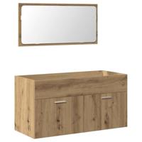vidaXL Badkamerkast met spiegel bewerkt hout artisanaal eikenkleurig, badkamerkast, badkamer kast, medicijnkastje, badkamer kast met spiegel
