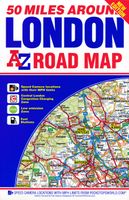 Wegenkaart - landkaart 50 Miles Around London Road Map | A-Z Map Compa - thumbnail