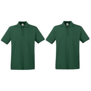 2-Pack maat M donkergroen poloshirt premium van katoen voor heren