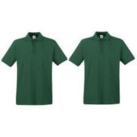 2-Pack maat M donkergroen poloshirt premium van katoen voor heren - thumbnail