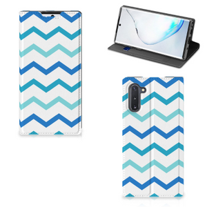 Samsung Galaxy Note 10 Hoesje met Magneet Zigzag Blauw