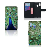 Samsung Galaxy M20 Telefoonhoesje met Pasjes Pauw