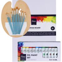 Complete hobby schilderij maken verf set - met canvas schildersdoek van 40 x 30 cm - penselen - verf