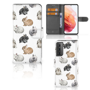 Telefoonhoesje met Pasjes voor Samsung Galaxy S21 Konijntjes