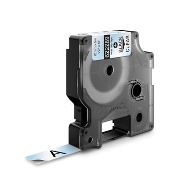Labeltape DYMO IND RHINO 622289 Polyester Tapekleur: Transparant Tekstkleur:Zwart 12 mm 5.5 m