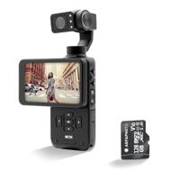 AGFA Photo Gimbal Realimove MC3X 3-assige stabilisatorcamera, 4K Ultra HD, 3,5 inch draaibaar touchscreen, 20 MP, gezichtstracking, nachtzicht, 120° groothoek, wifi, batterijduur 170 minuten, zwart