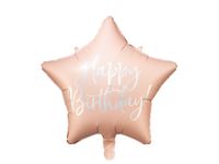 Folieballon Happy Birthday Ster Poederroze (40cm) - thumbnail