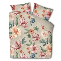 Dekbedovertrek Flower Happiness - Lits-Jumeaux (240x220 cm) - & Beige Polyester-katoen - Dessin: Bloemen, Natuur - Fresh and Co - - thumbnail