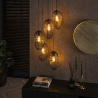 LifestyleFurn Hanglamp Shanay Wire, 5-lamps - Artic zwart