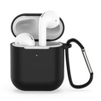 AirPods siliconen hoesje voor AirPods 1/2 - Zwart + handige clip