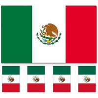 Mexico versiering/feestartikelen set - vlag 90 x 150 cm - vlaggenlijn van 300 cm - landen