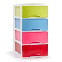 Ladeblokje/bureau organizer met 4x lades - gekleurd - L26 x B37 x H49 cm - plastic