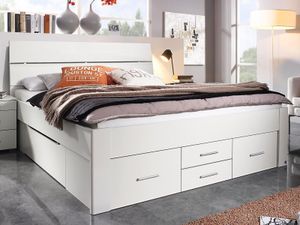 Bed SCARLETT 180x200 cm wit met zes lades met hoofdeinde zonder led