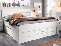 Bed SCARLETT 180x200 cm wit met zes lades met hoofdeinde zonder led - thumbnail