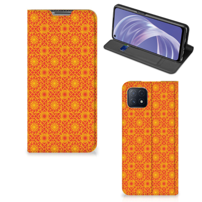 OPPO A73 5G Hoesje met Magneet Batik Oranje OPPO A73 5G Hoesje met Magneet Batik Oranje