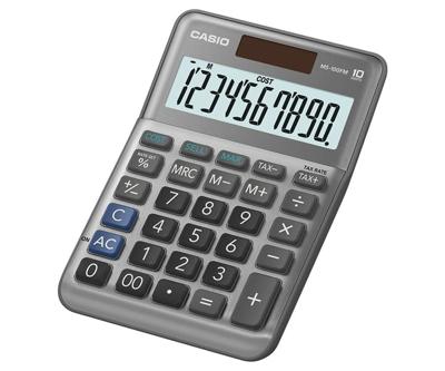 Casio MS-100FM Bureaurekenmachine Grijs Aantal displayposities: 10 werkt op batterijen, werkt op zonne-energie (l x b x h) 148.5 x 101 x 148.5 mm