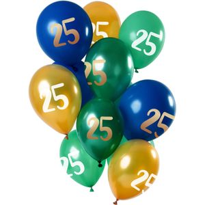 Ballonnen Set 25 Jaar Groen/Goud Premium - 12 Stuks