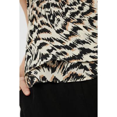 VERO MODA top VMPOEL van gerecycled polyester beige/zwart VERO MODA top VMPOEL van gerecycled polyester beige/zwart