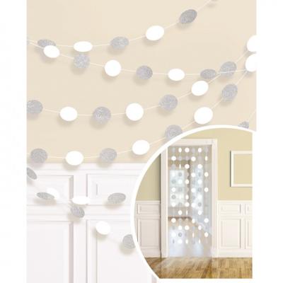 Amscan slingers wit/zilver 6 stuks 213 cm Amscan slingers wit/zilver 6 stuks 213 cm